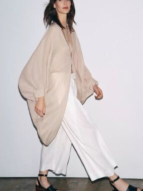 Zara Beige Open-Front Top